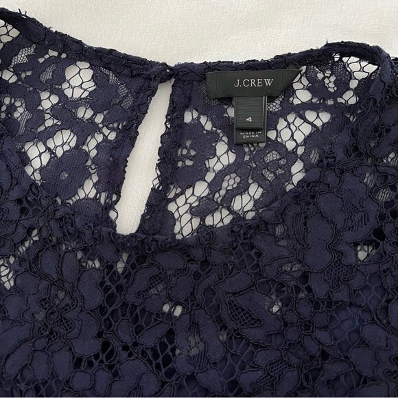 J. Crew Navy Long Sleeve Lace Top with Removable Tank Lining, Size 4 NWOT - Picture 11 of 13